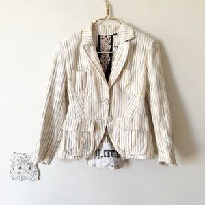 L.A.M.B. Gwen Stefani Y2K Rasta Stripe Cotton Gatsby Blazer 4